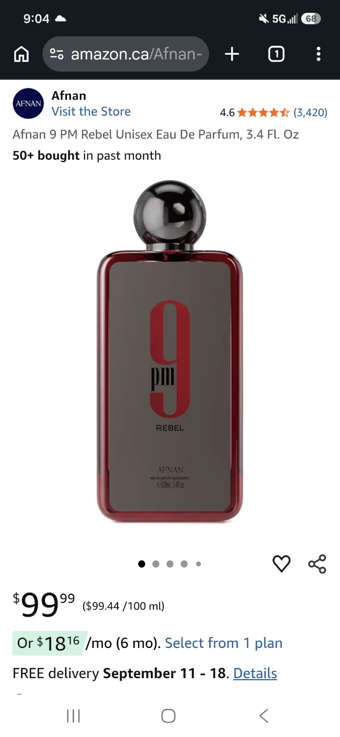 Afnan 9 PM Rebel Eau De Parfum 100ml
