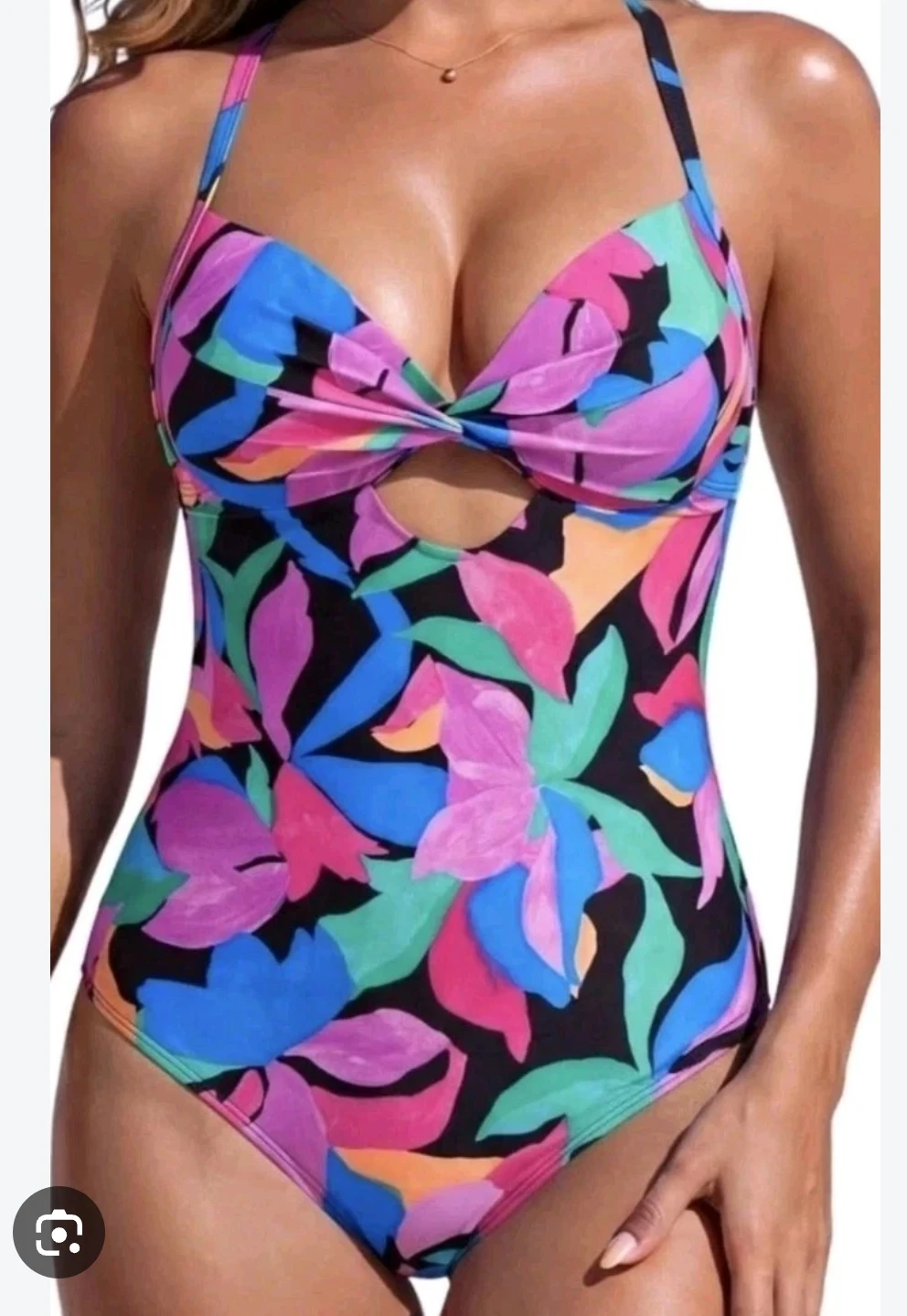 🏈Brand New Women's Bright Floral One-Piece Swimsuit — Size S 🏈 - photo 3