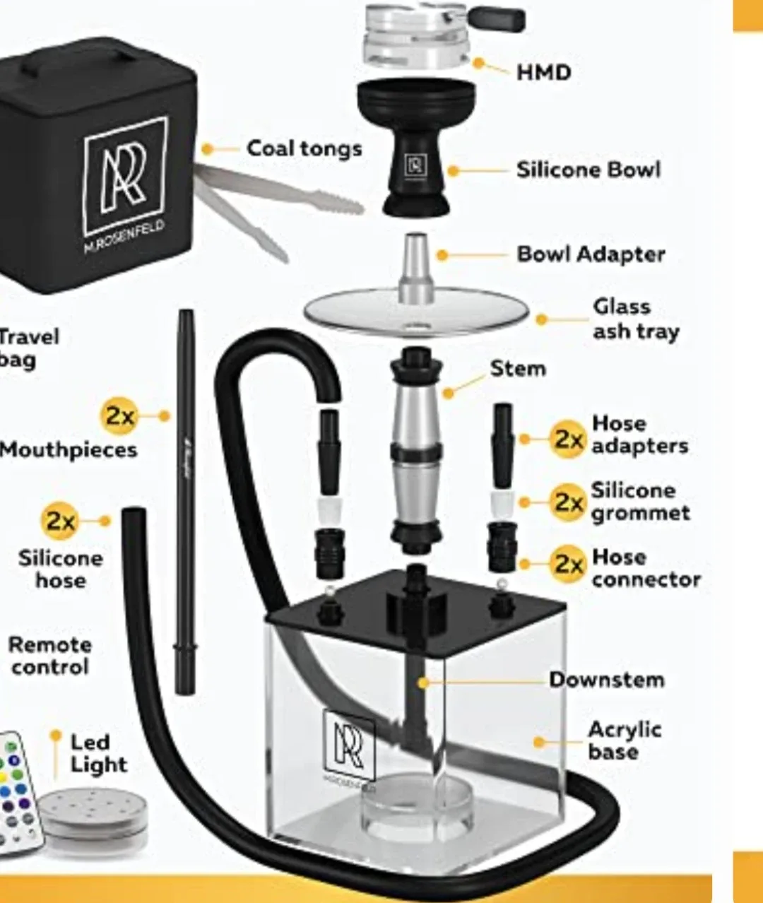 M. Rosenfeld Portable Square Yado Hookah Set - photo 3