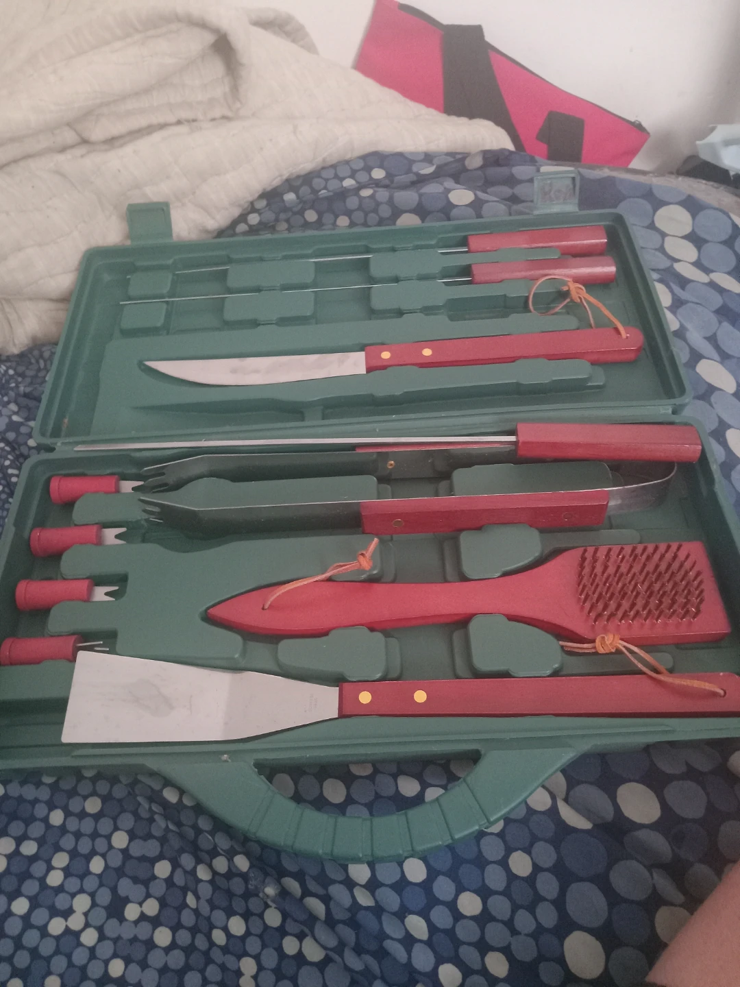 10-Piece BBQ Tool Set with Red Handles