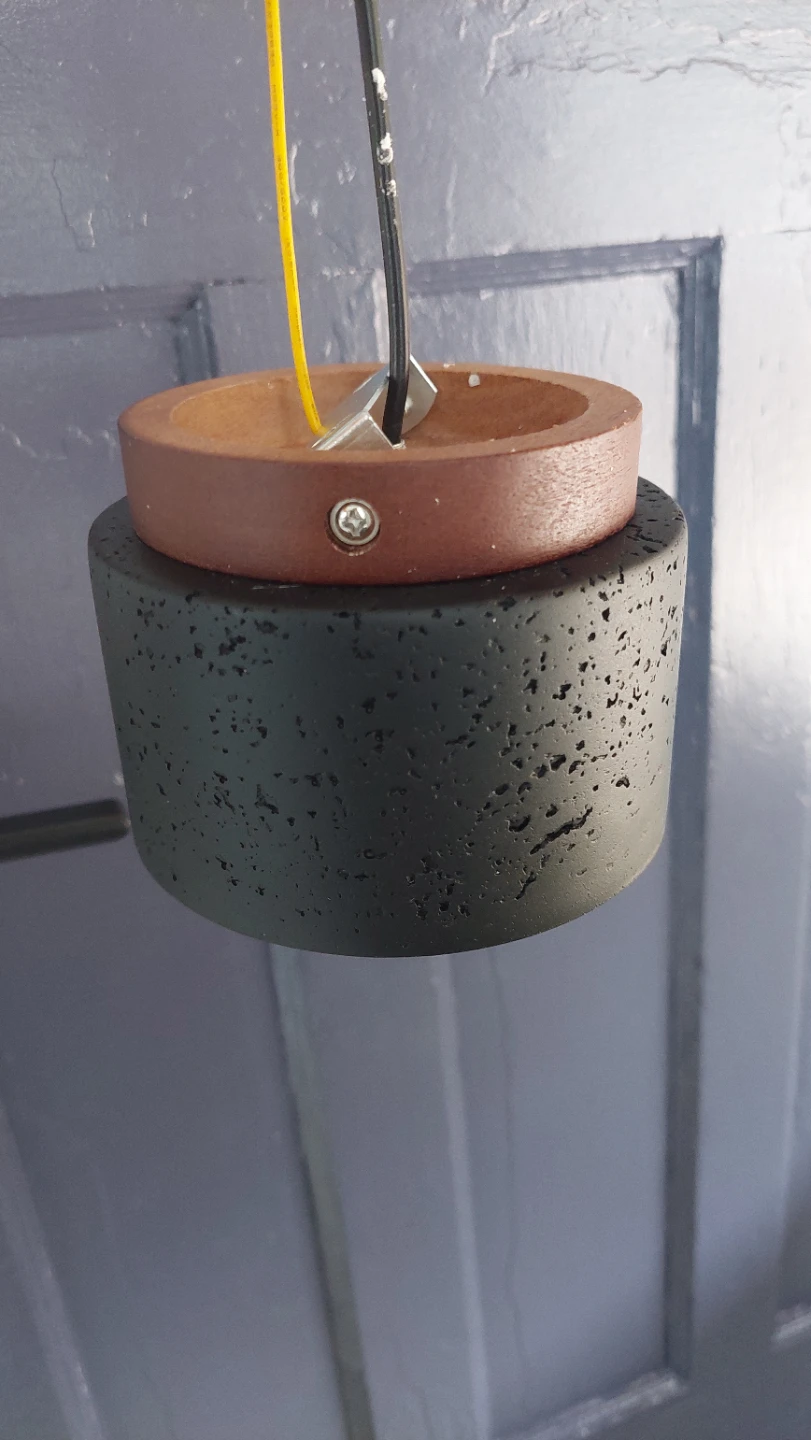 Mid-Century Modern Stone and Wood Ceiling Light - photo 5