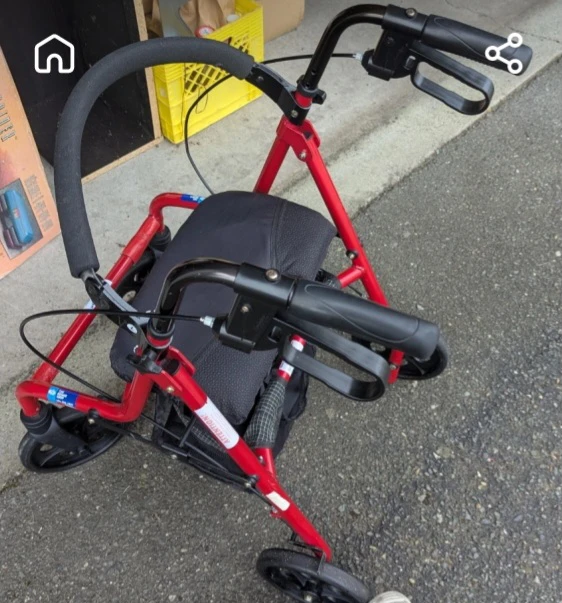 Red Four-Wheel Rollator Walker