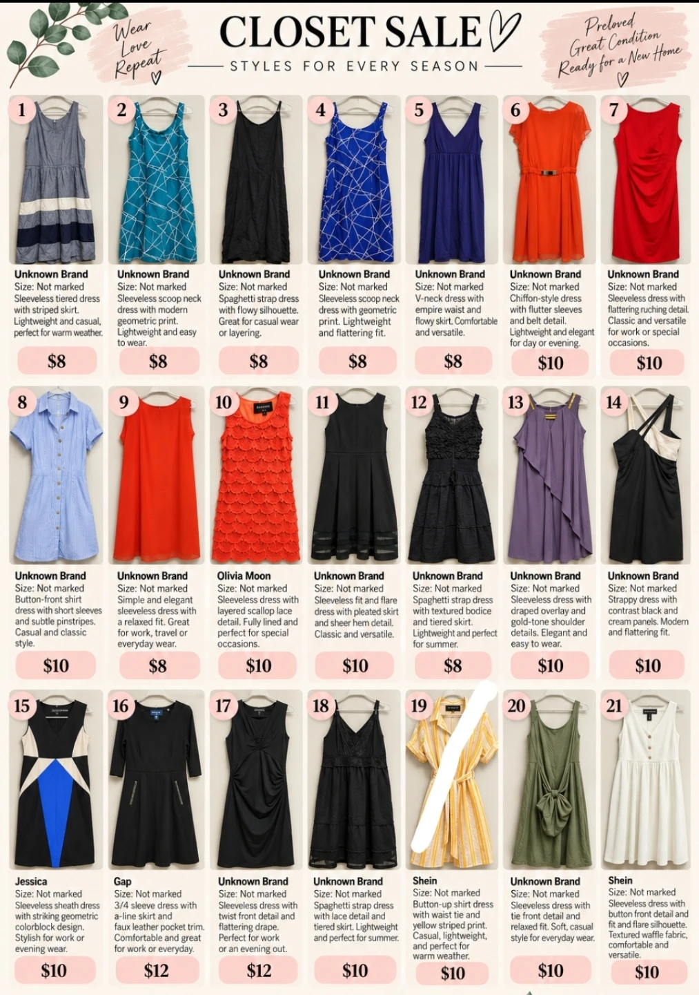 Womens dress closet clean out