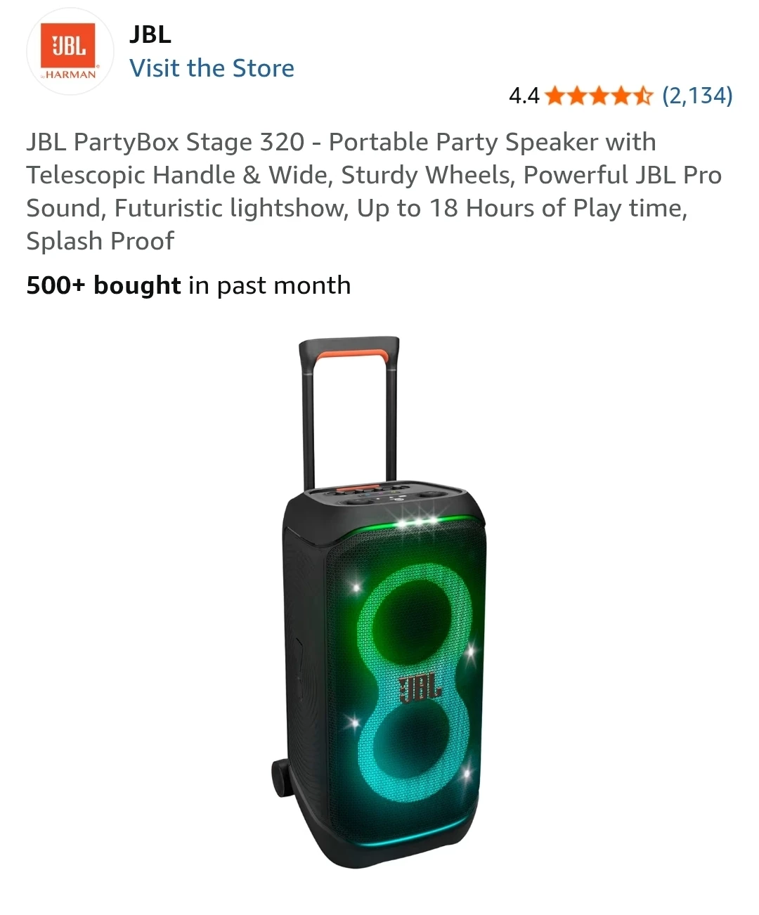 JBL PartyBox Stage 320 Portable Speaker
