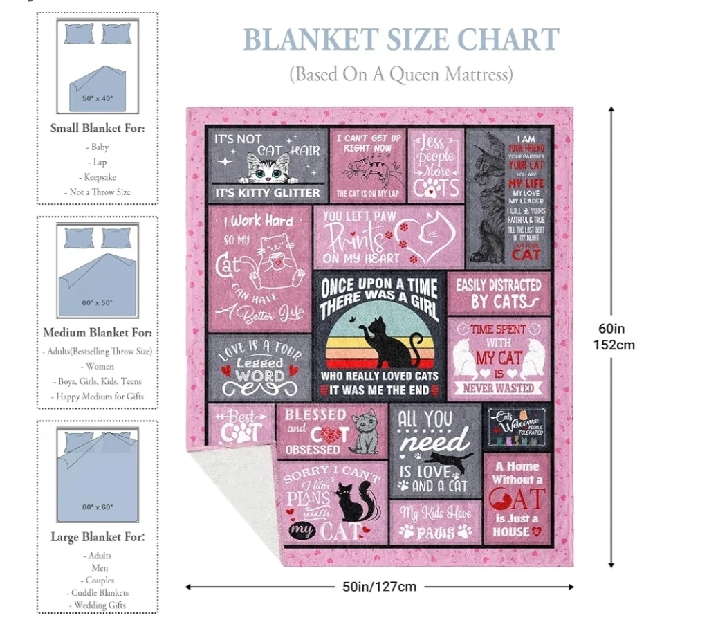 Cat Lover Gifts for Women, Gifts for Cat Lovers Blanket 60"x50 - photo 5