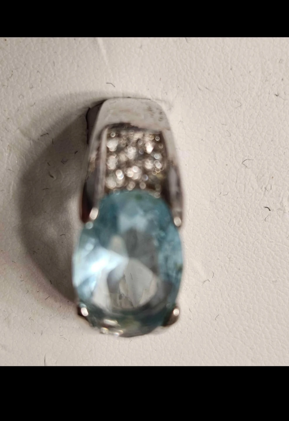 Faux Aquamarine and Diamond gold plate ring