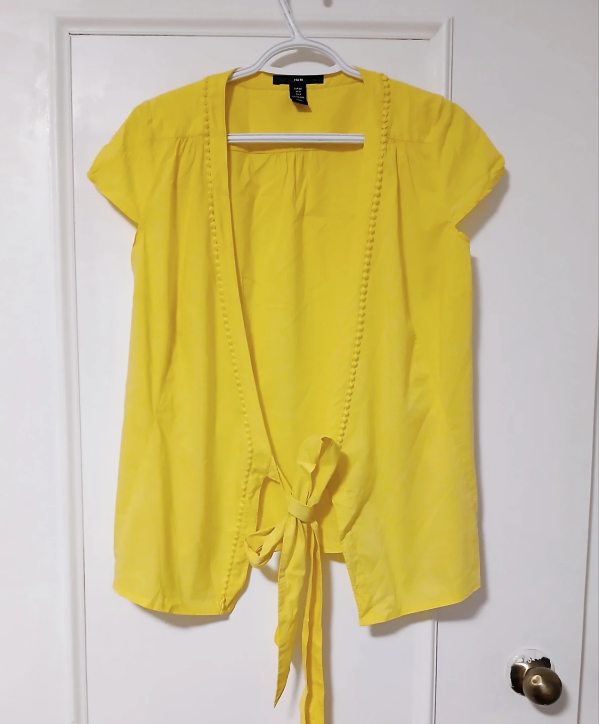 Women Medium H&M Yellow Tie-Front Blouse