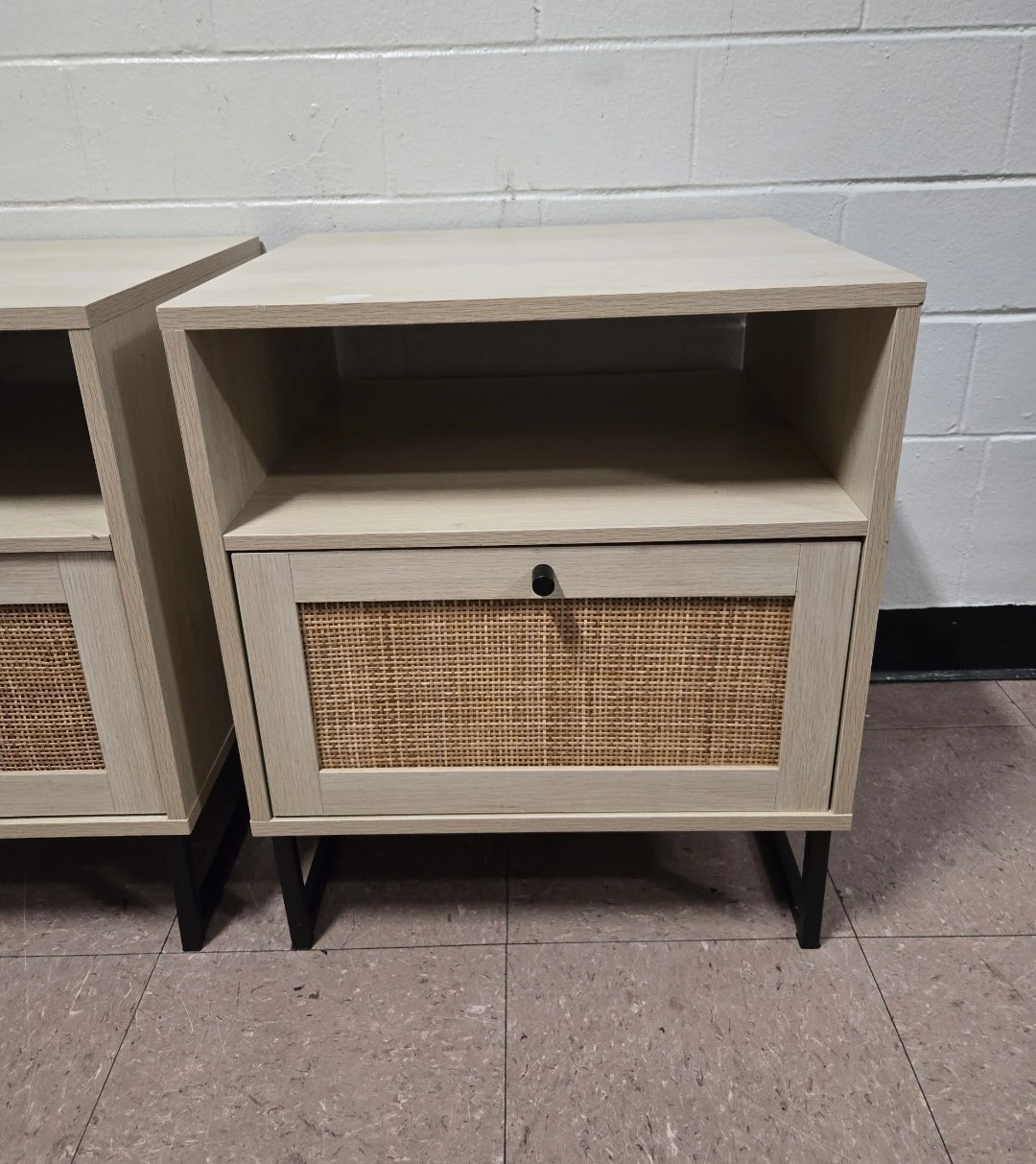 Set of 2 Nathan James Mina Oak & Woven Rattan Nightstands - photo 2