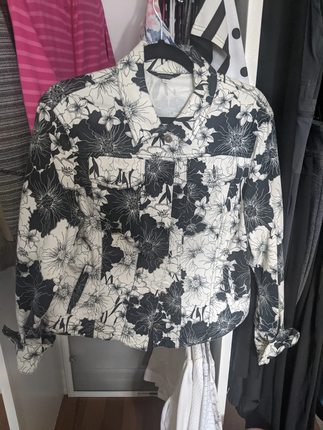 Attitude Black and White Floral Jacket