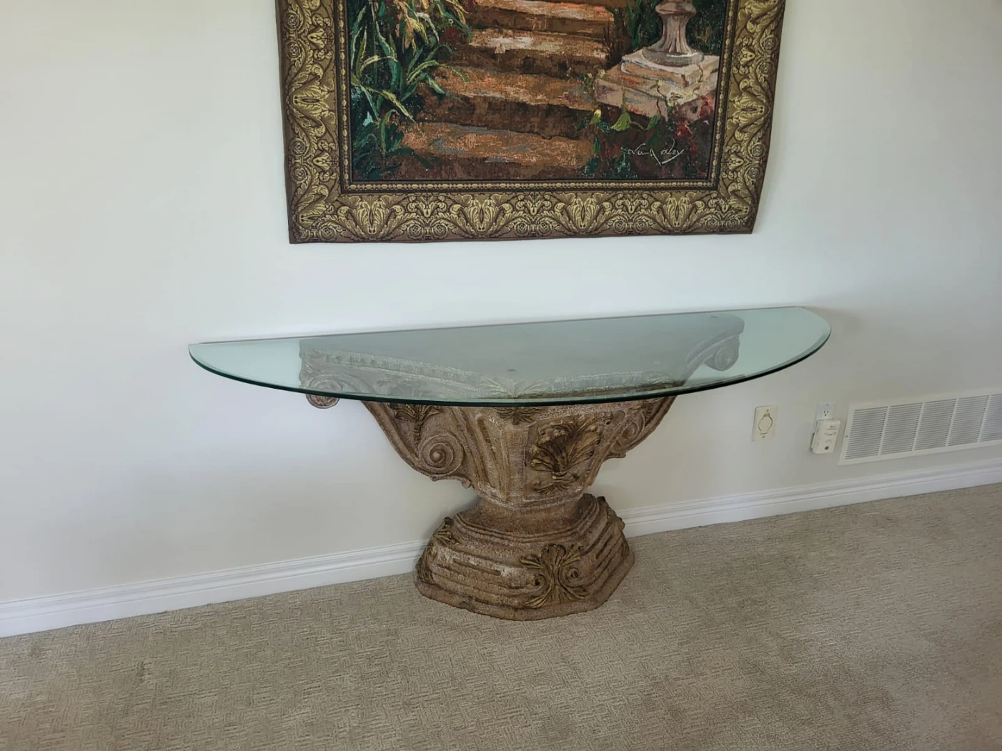 Decorative Glass Console Table with Ornate Base - photo 2