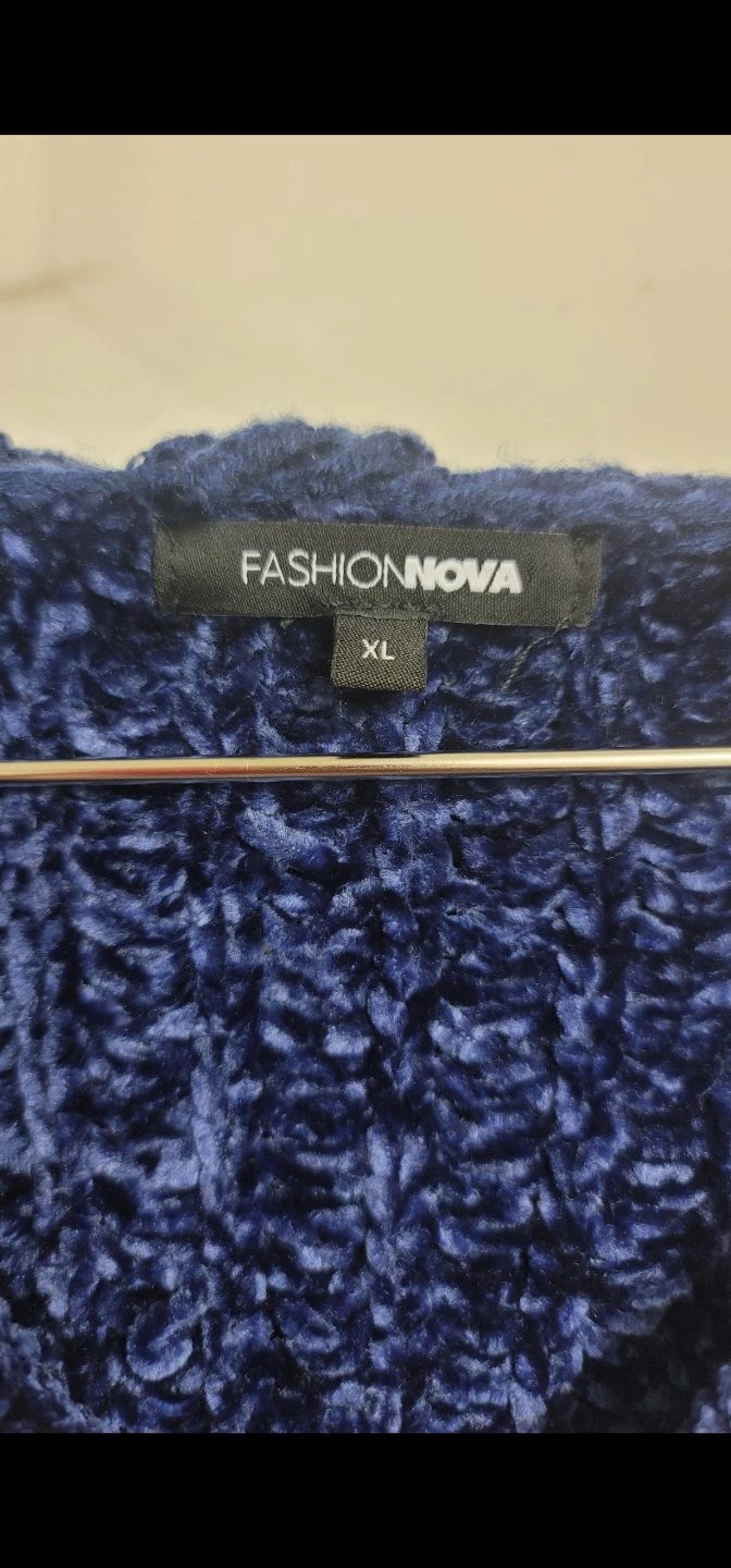 Fashion Nova Chenille Hoodie Sweater XL Blue - photo 3