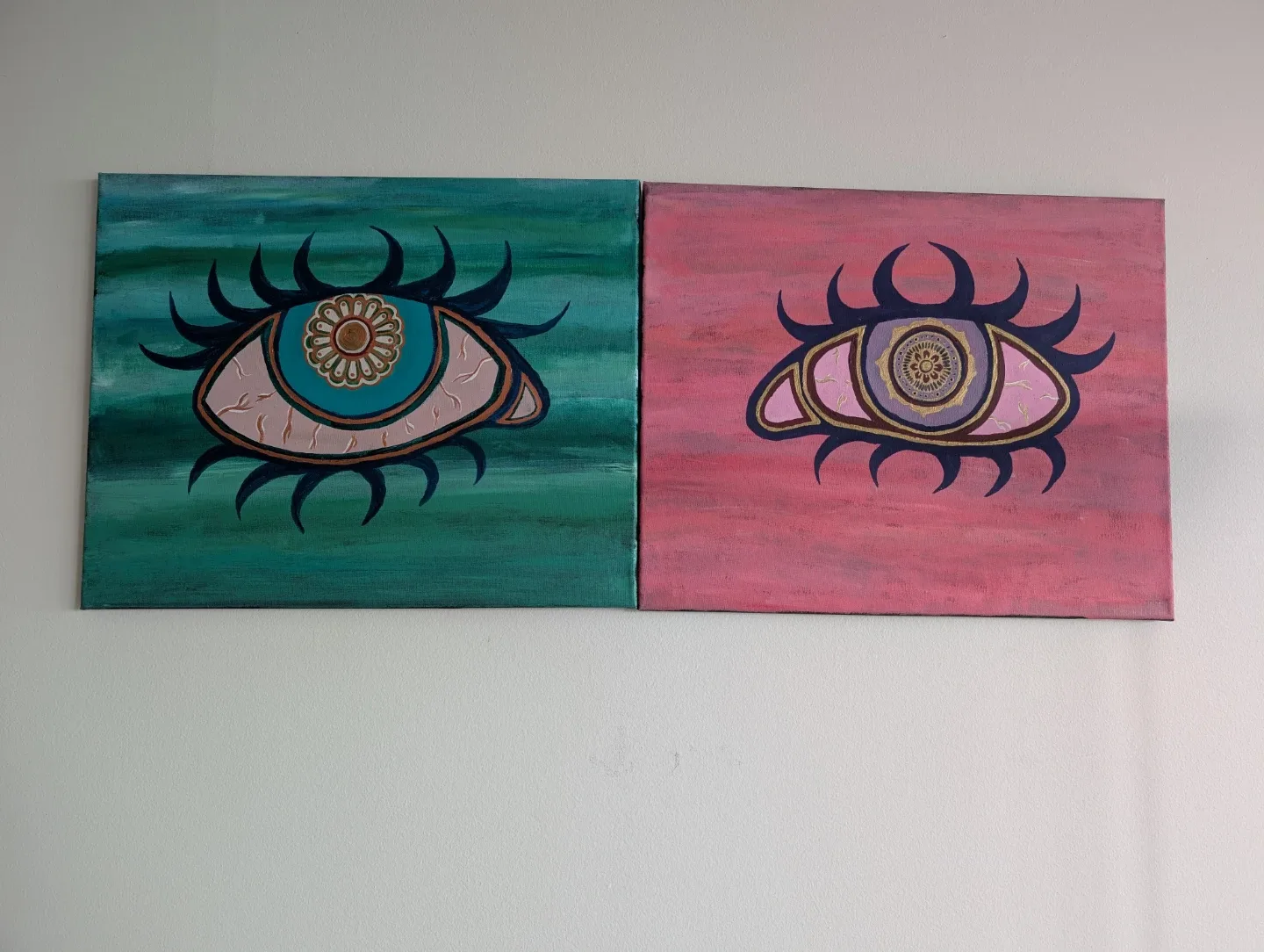 Set of Two Eye Themed Canvas Paintings