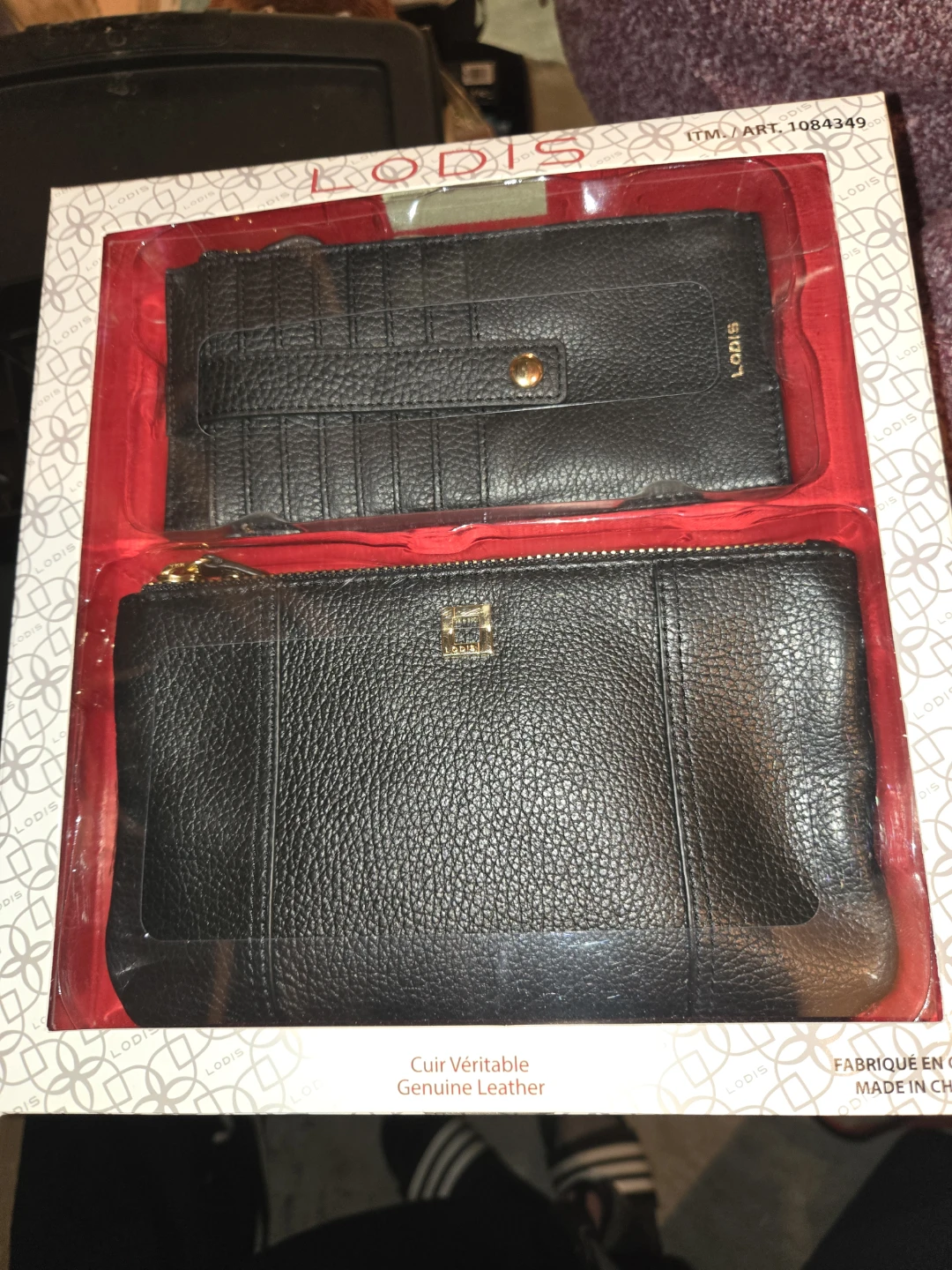 LODIS Genuine Leather Wristlet and Card Case Set