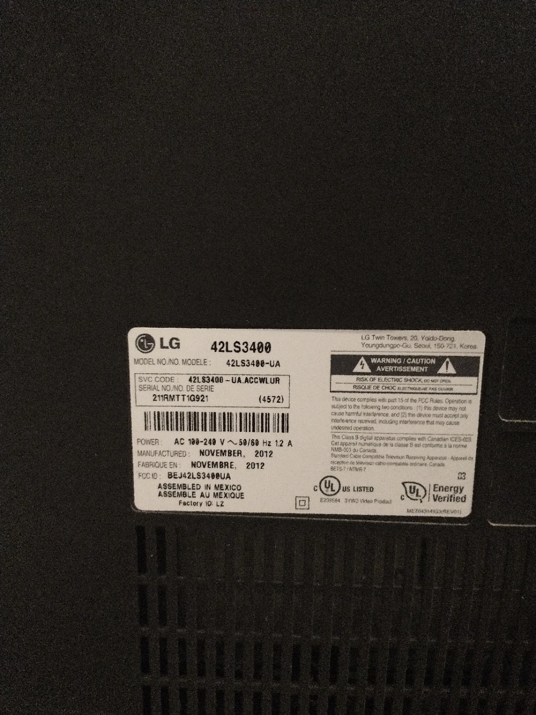 LG 42LS3400 LED TV - photo 5