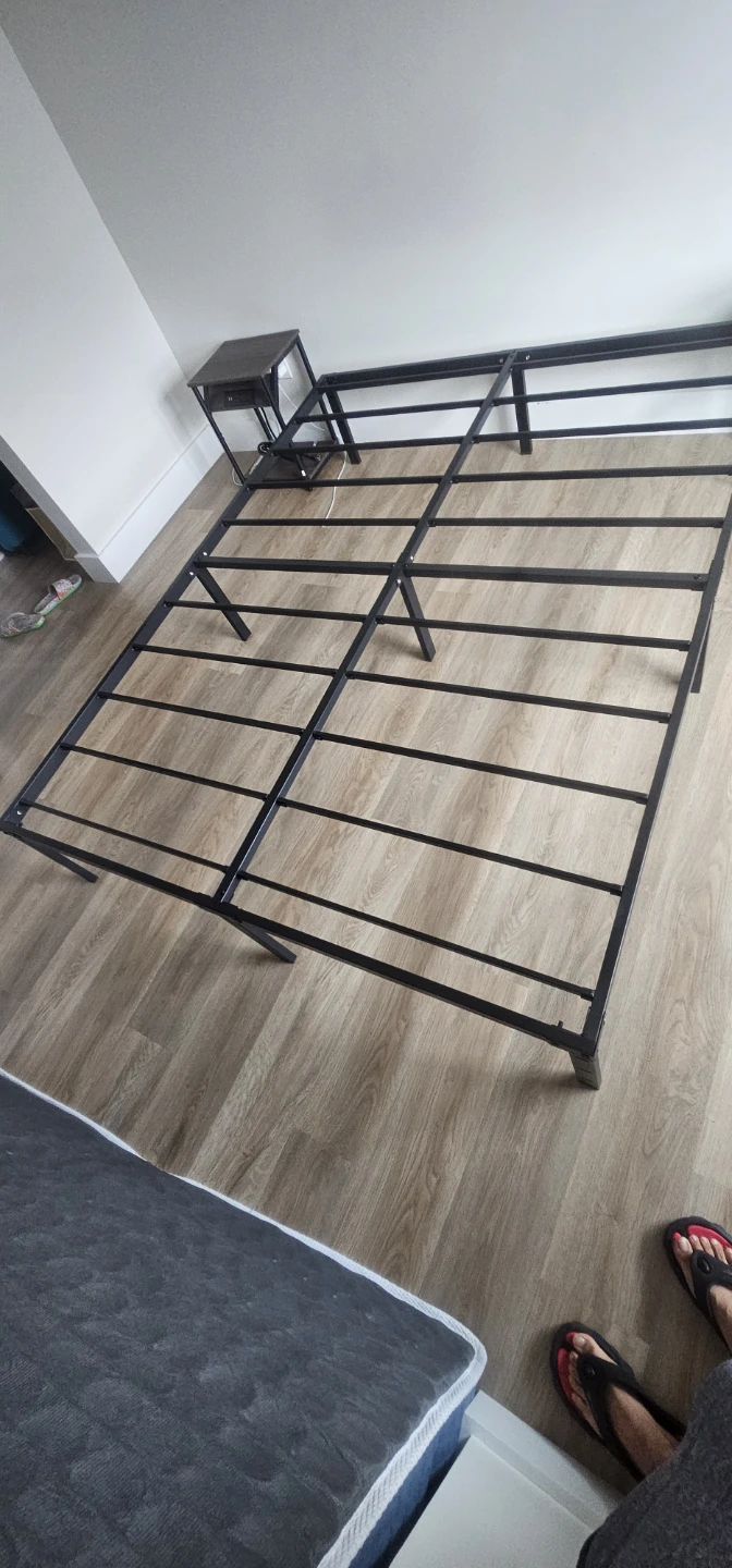 Metal Bed Frame with 12 inch Mattress and Matching Nightstand - photo 4