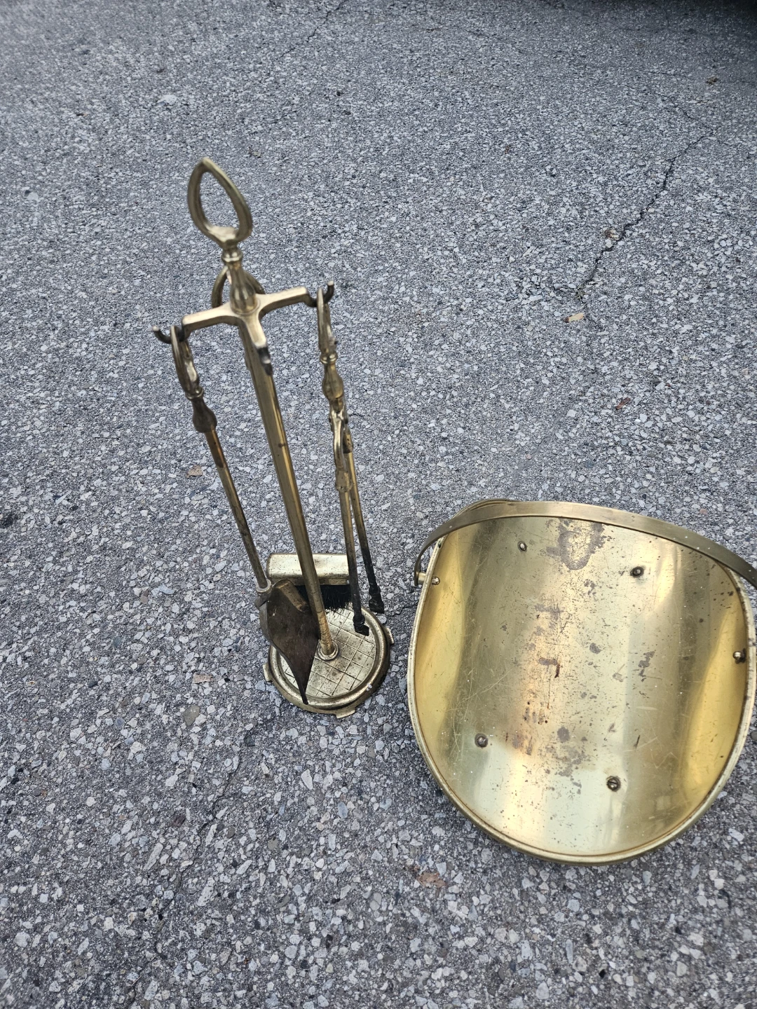 Vintage Brass Fireplace Tool Set with Scuttle - photo 2
