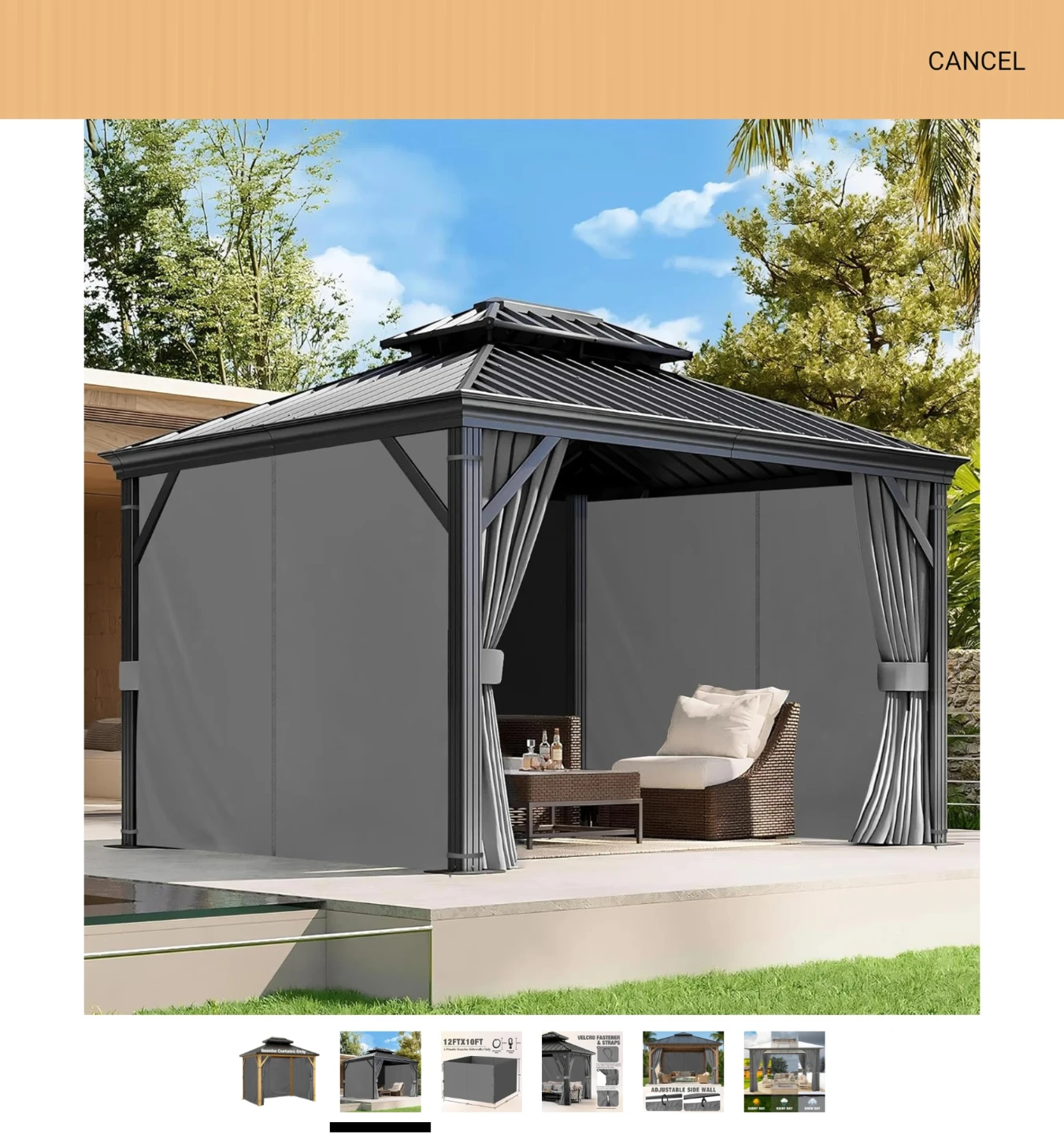 12ft x 10ft Gazebo Privacy Curtains - photo 2