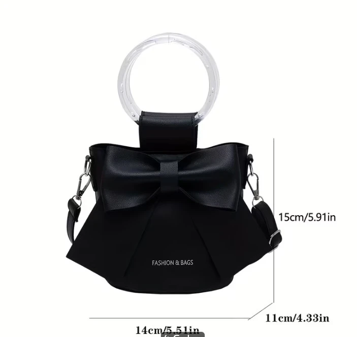White Bow Handbag with Clear Ring Handle - photo 2