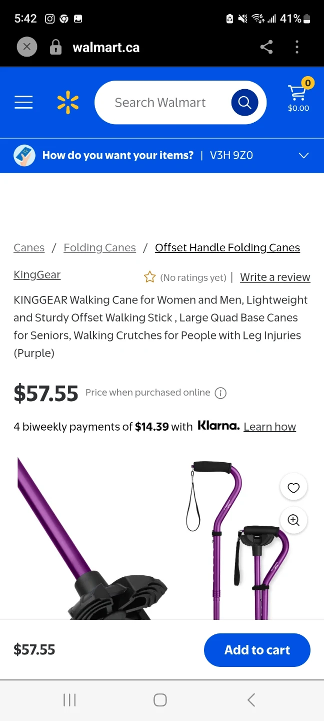 KINGGEAR Folding Walking Cane for Seniors - Purple - photo 3