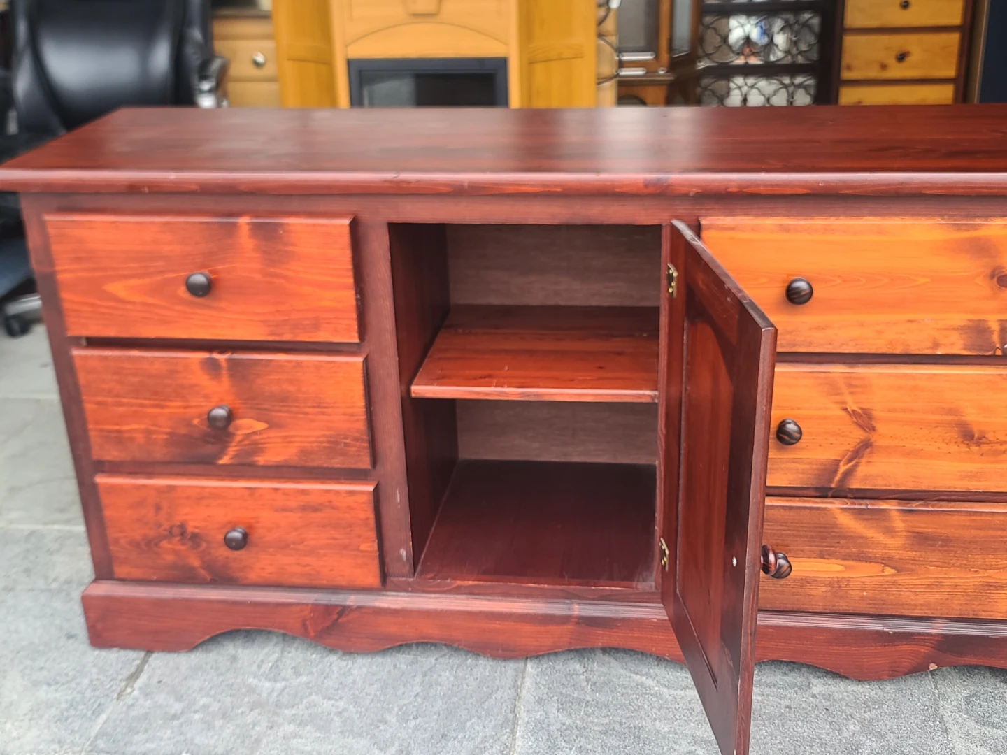 Solid Pine 6-Drawer Dresser with Centre Storage Cabinet - photo 3