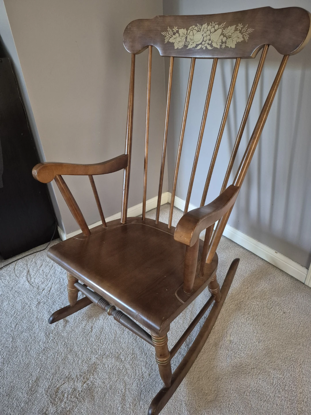 Wooden Rocking Chair with Floral Decal - photo 2