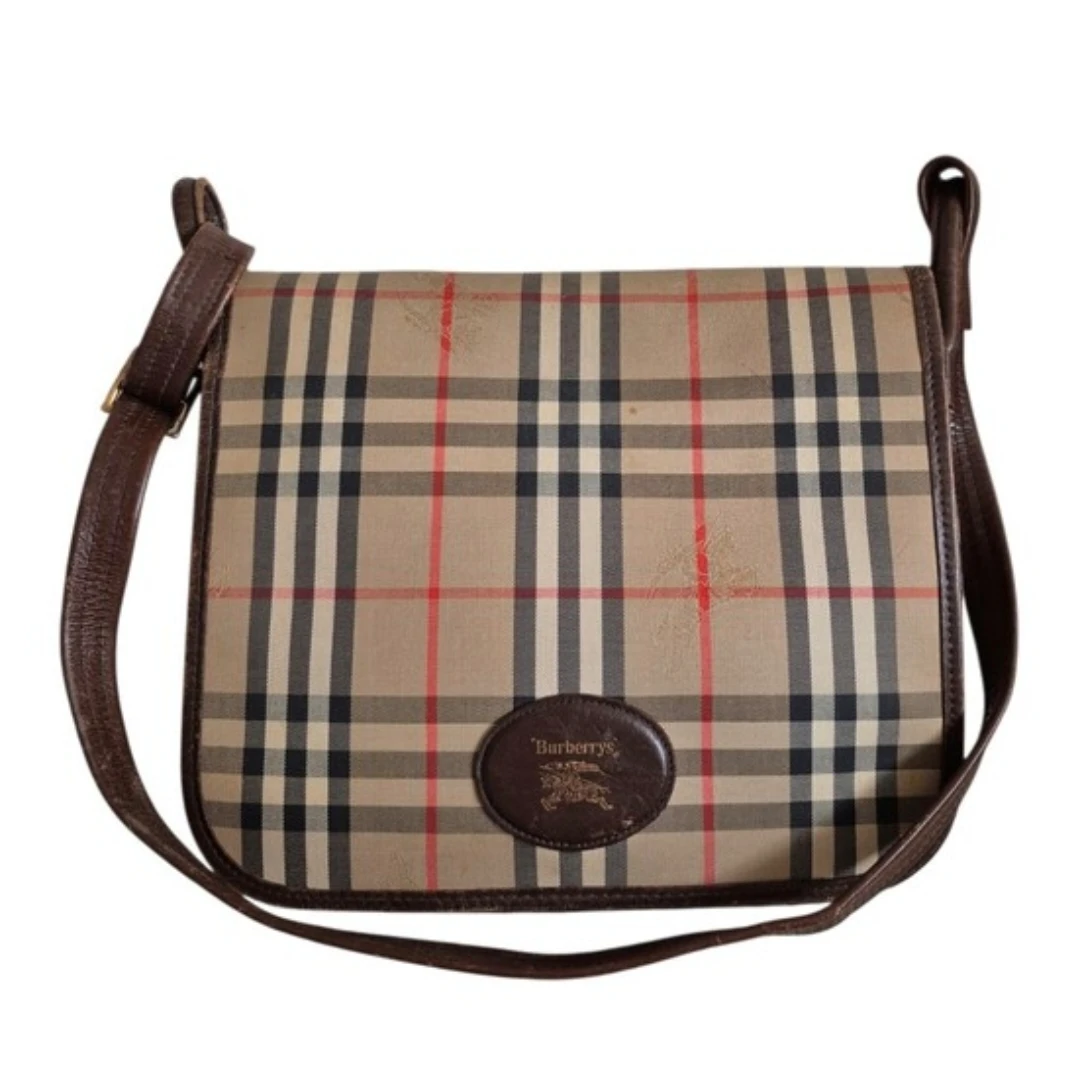 Vintage Burberrys Haymarket Check Pattern Shoulder Bag