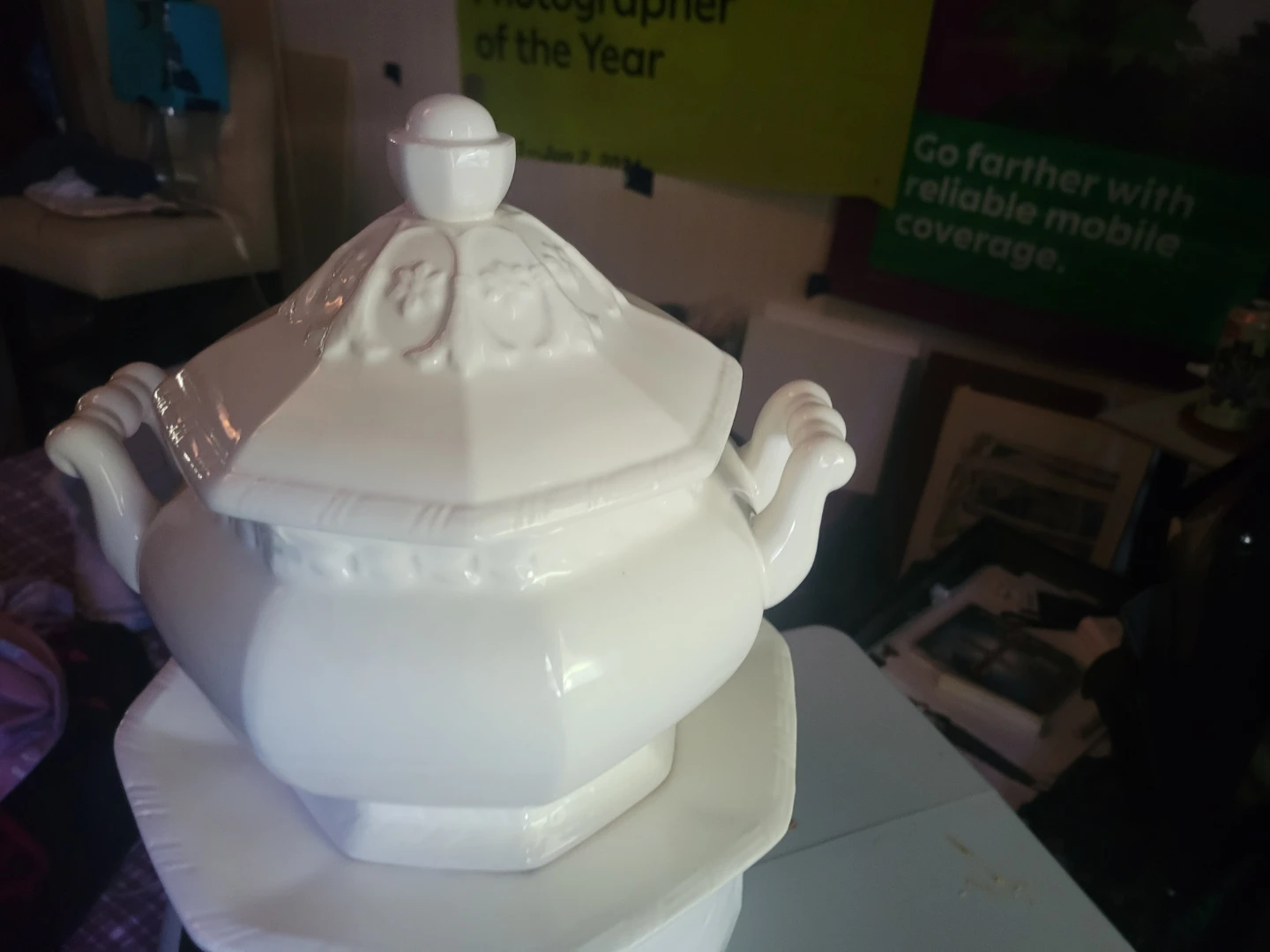 White Ceramic Tureen with Lid