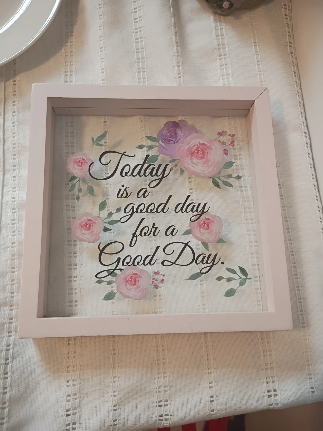 Inspirational Quote print: pink frame Good day art,