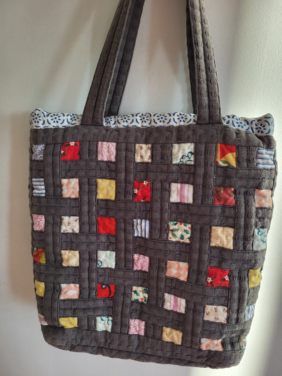 Quilted Tote Bag with Patchwork Design