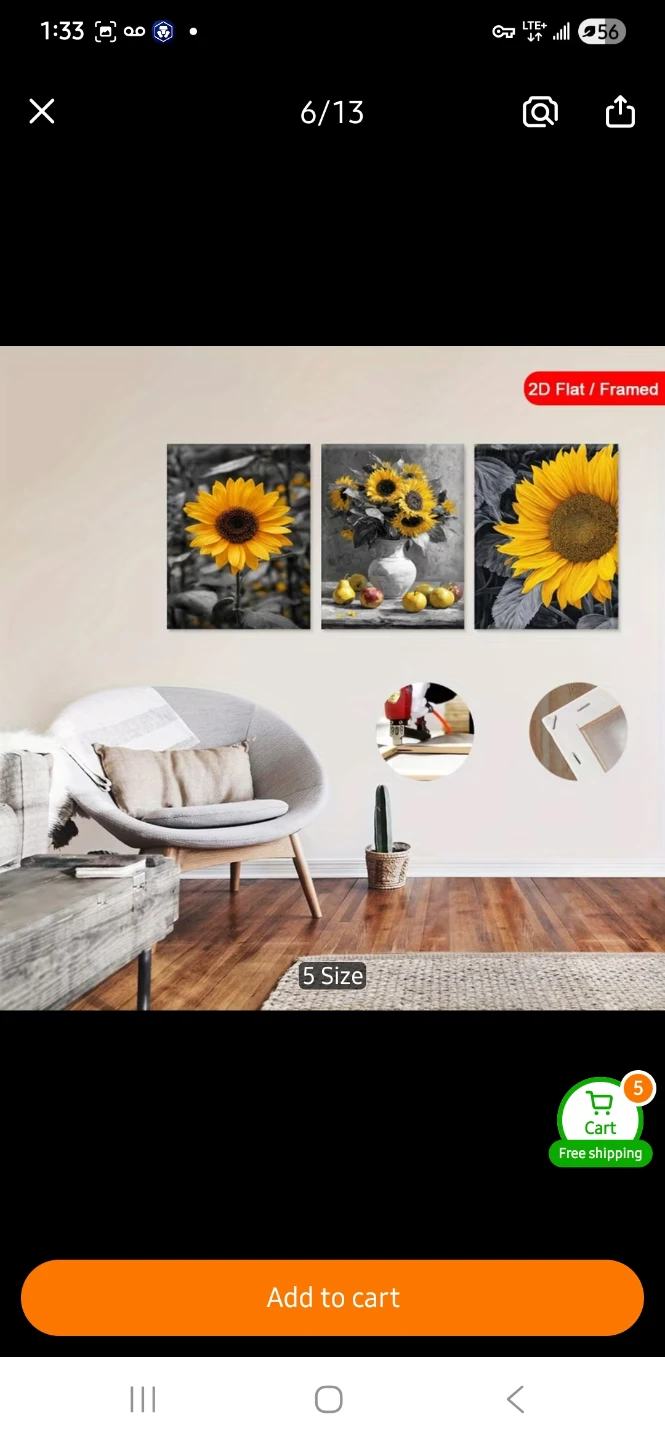 NEW Sunflower Framed Canvas Art Set (3 Pieces) 🌻 - photo 5