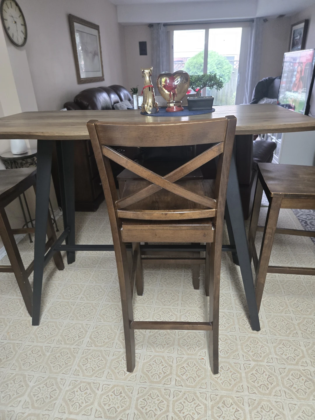 Live edge style high top bar table with two chairs - photo 3
