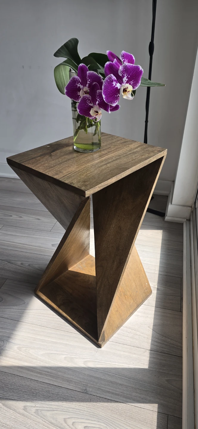 Geometric Wooden Side Table