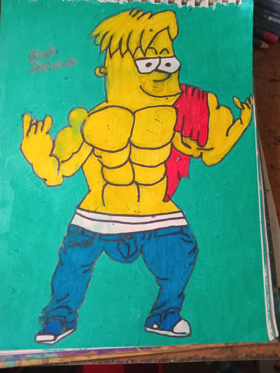 BART SIMPSON DRAWING BY CUSTOM ARTIST SHERWIN - photo 2