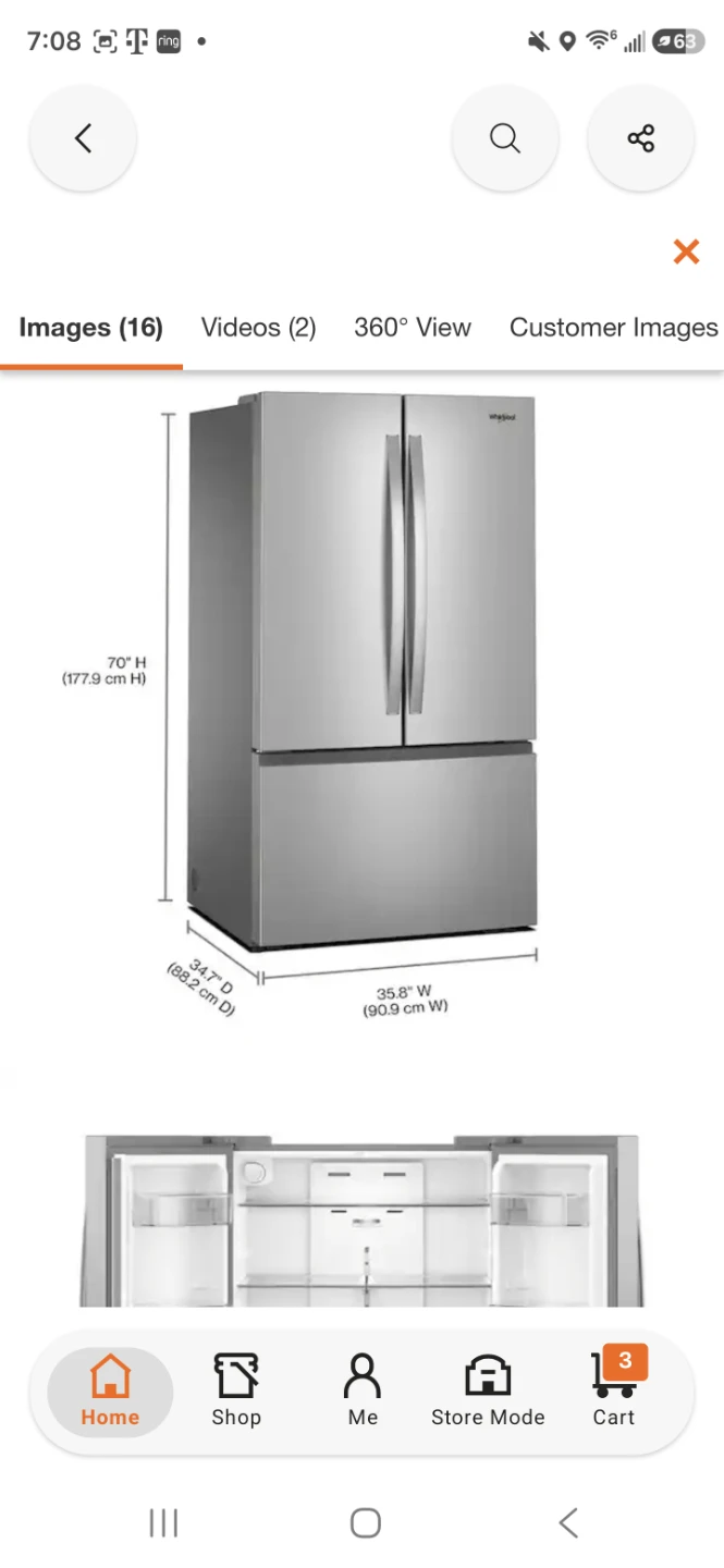 New in box Whirlpool 36-inch 31 cu. ft. French Door Refrigerator - photo 2