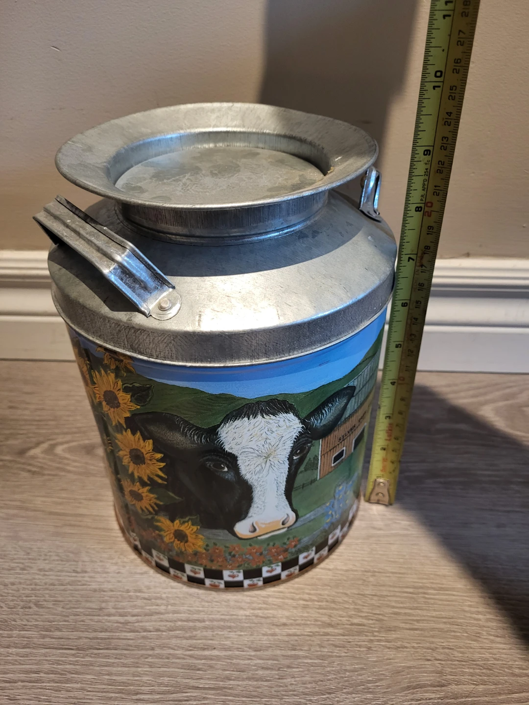 Decorative Tin Milk Can with Cow Design - photo 2