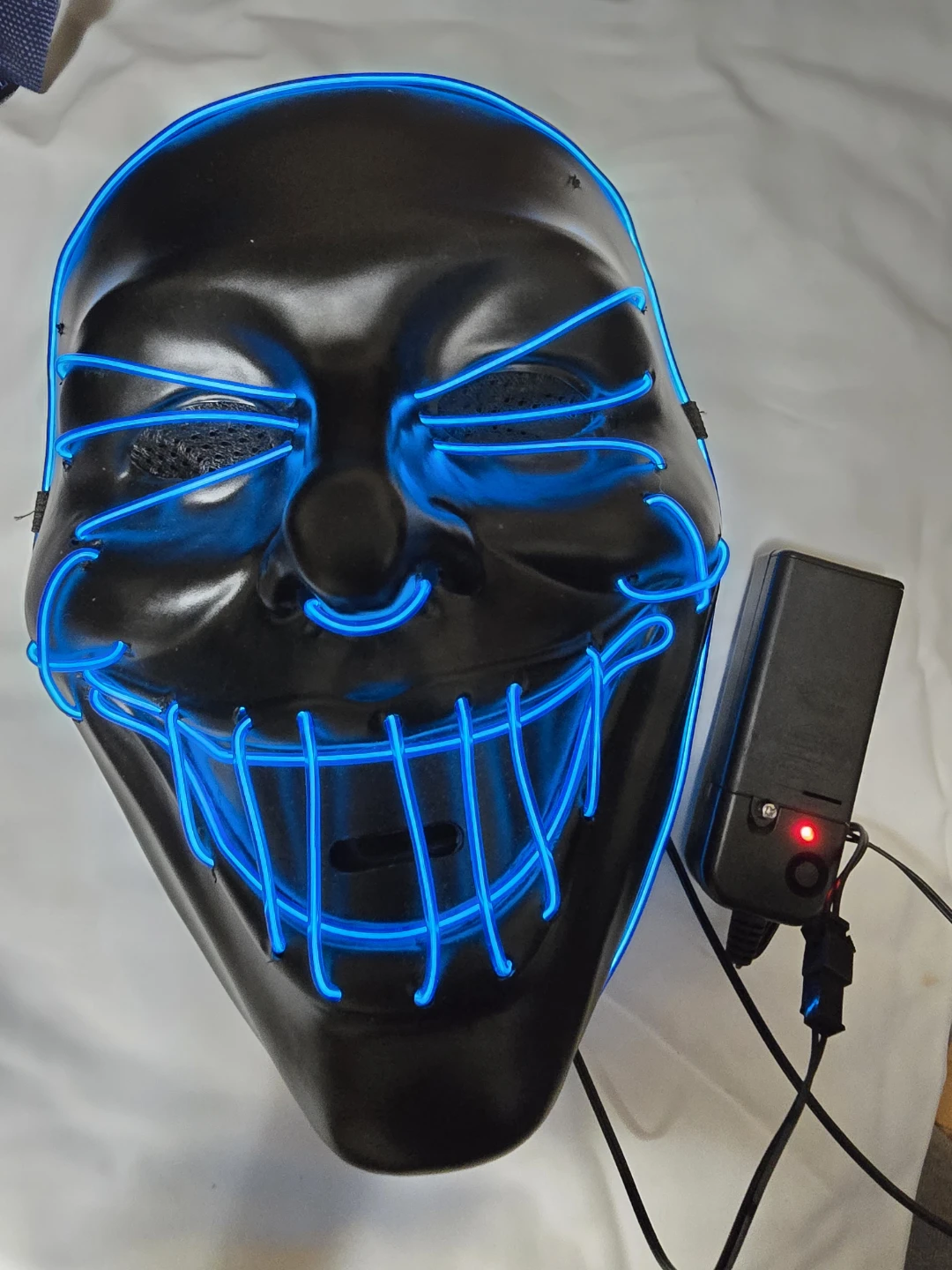 Blue LED Light-Up Halloween Mask - photo 2