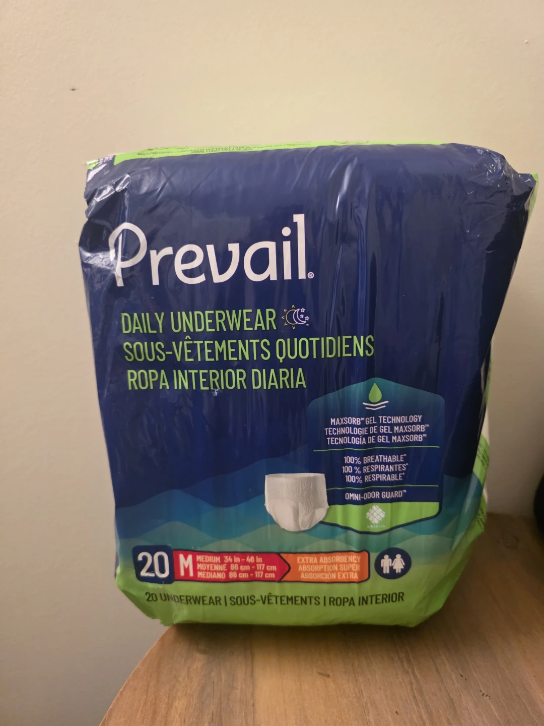 New pack Prevail Daily Underwear Size Medium 20 Pack