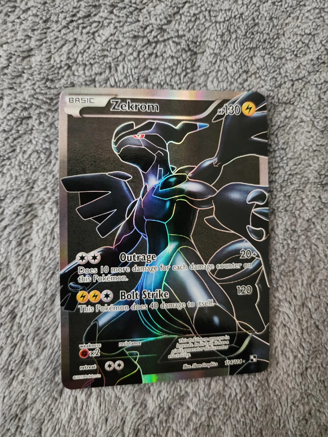 Zekrom 114/114 2011 Black & White  Set Pokemon Card Full Art - photo 2