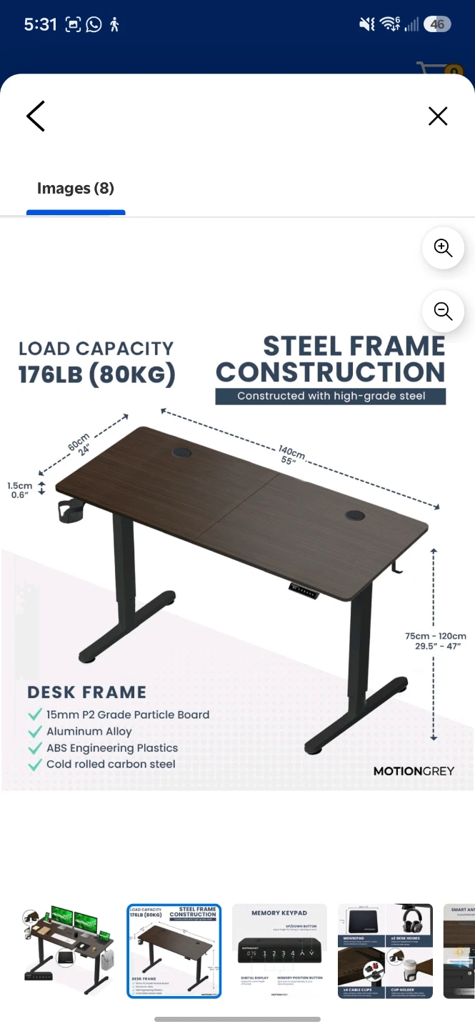 MotionGrey Electric Standing Desk - photo 2