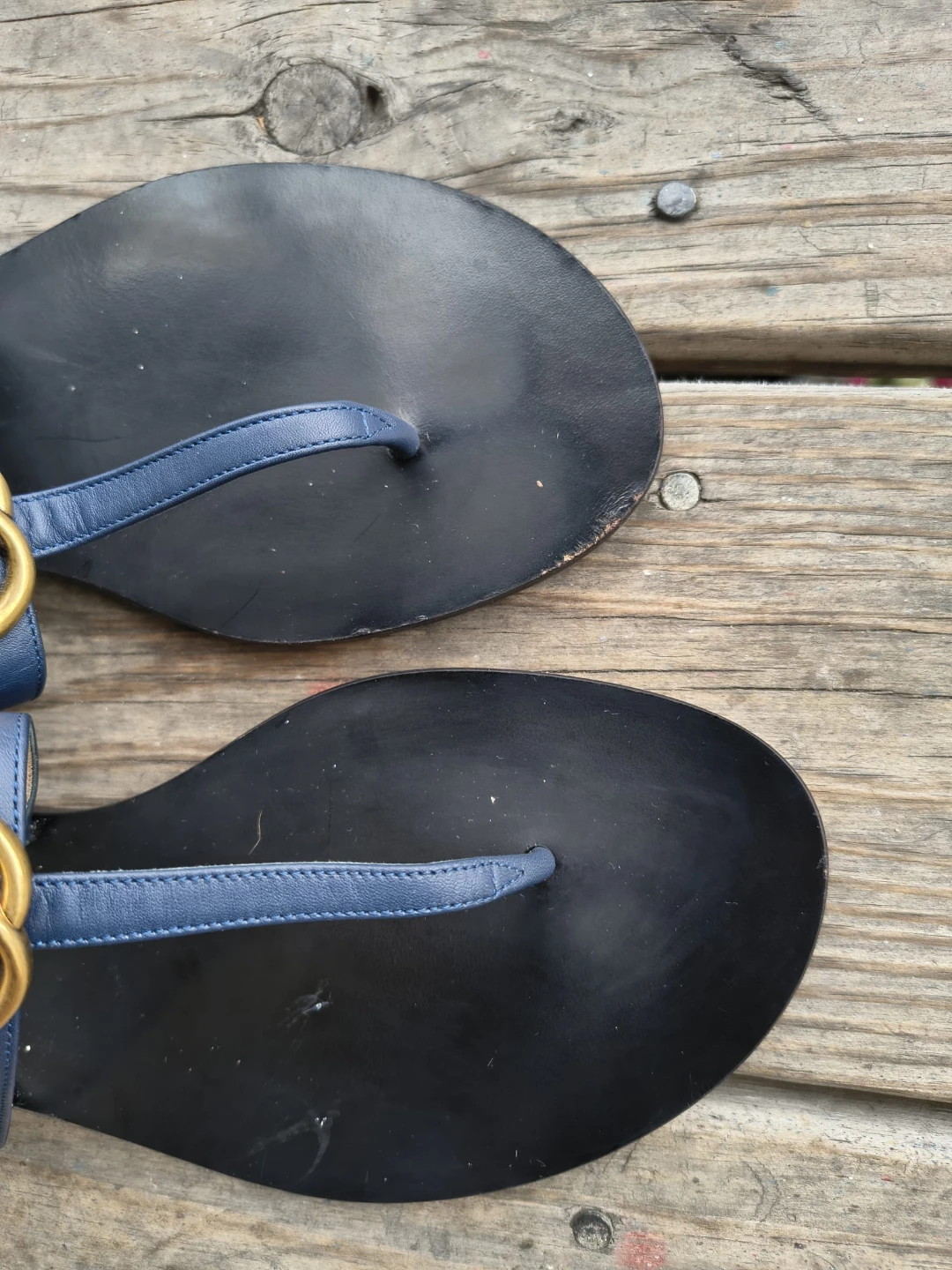 Gucci Double G Navy Leather Sandals - photo 5