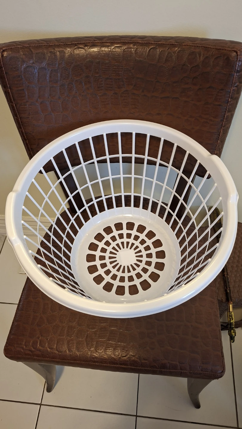 White Round Plastic Laundry Basket