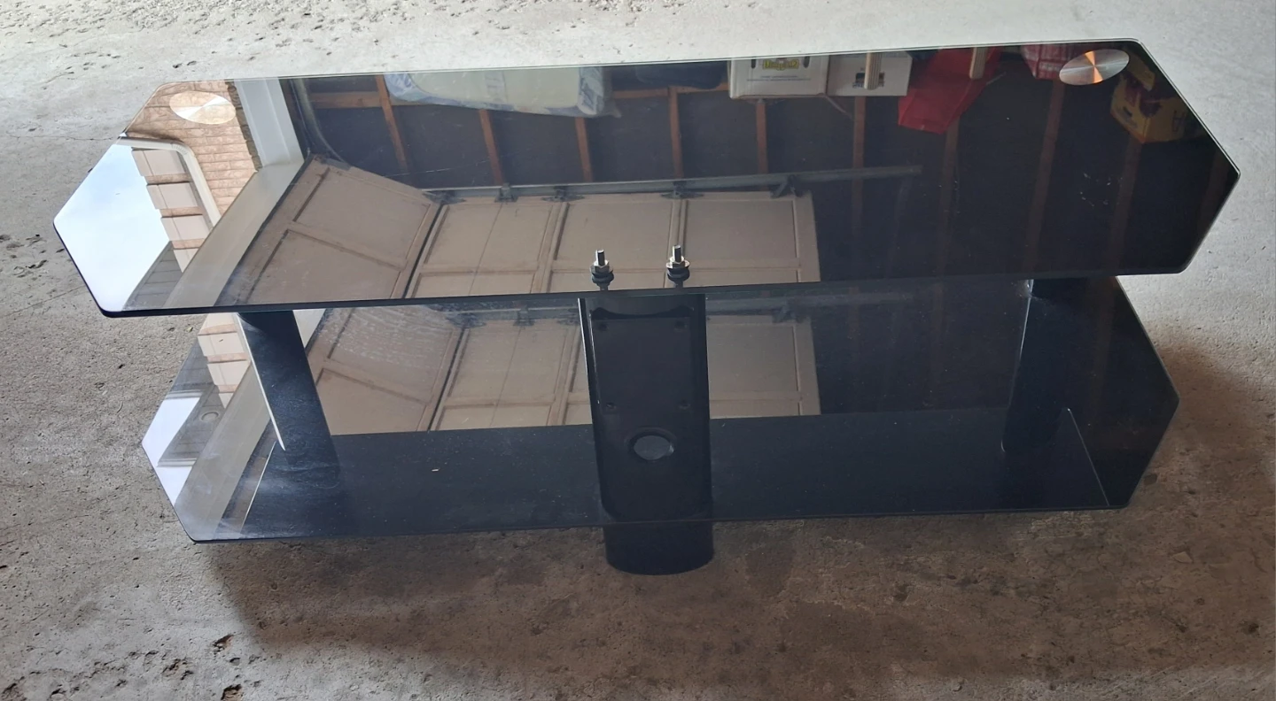 Black Tempered Glass TV Stand - photo 5