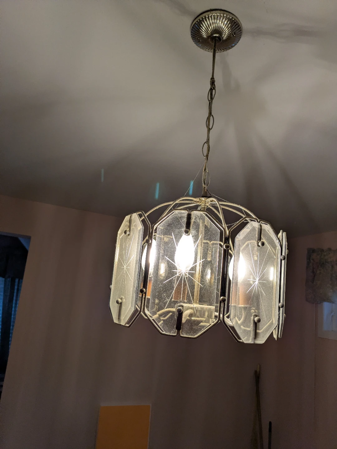 Vintage Chandelier with Glass Panels - photo 2