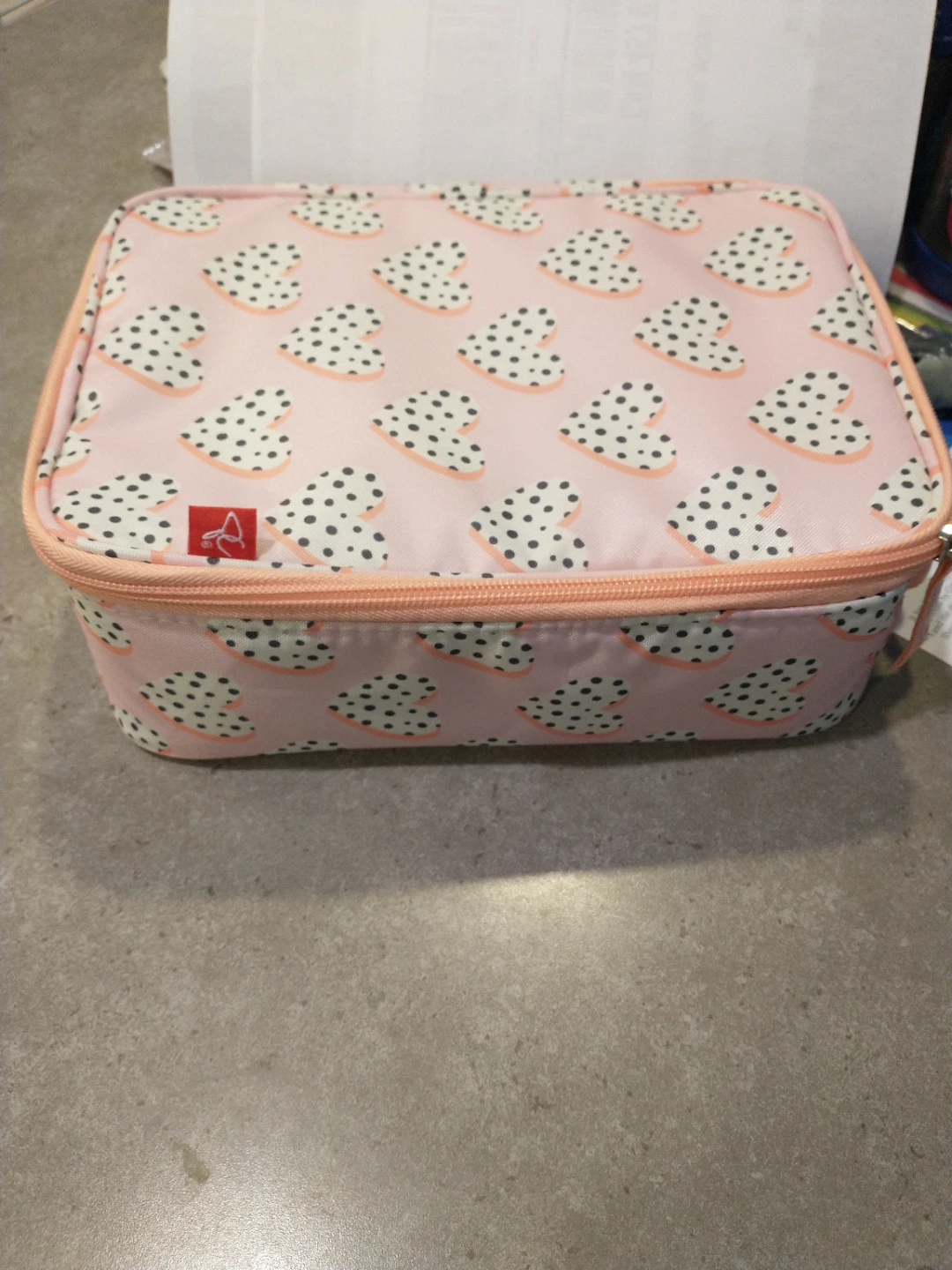 Pink Heart Print Lunch Bag