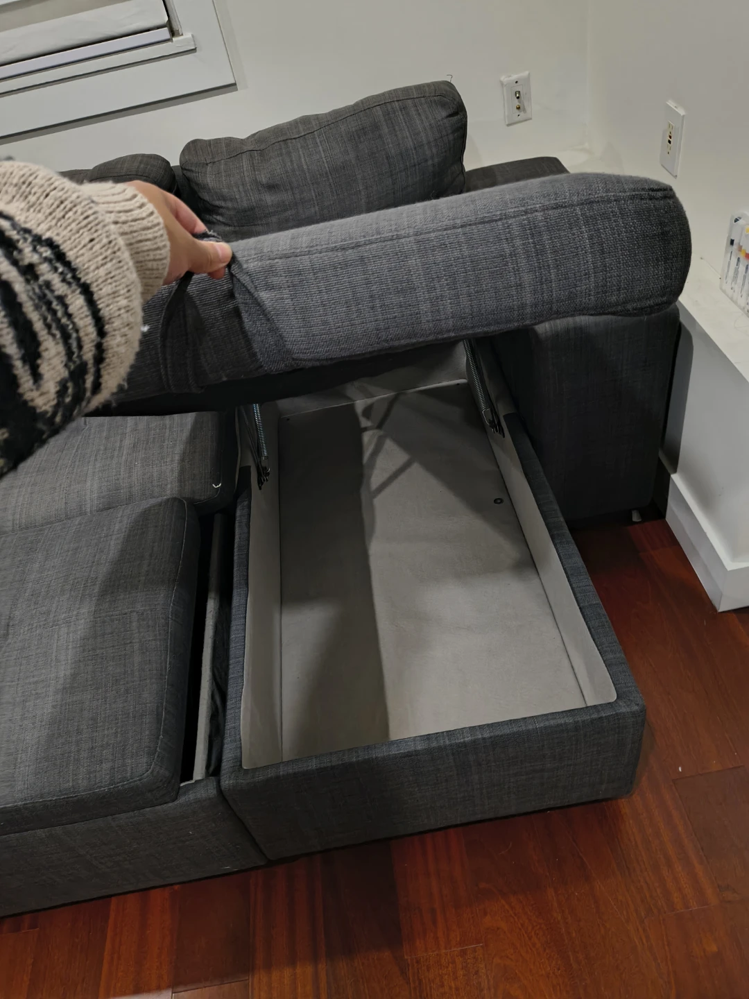 Dark Grey Sectional Sofa with Storage