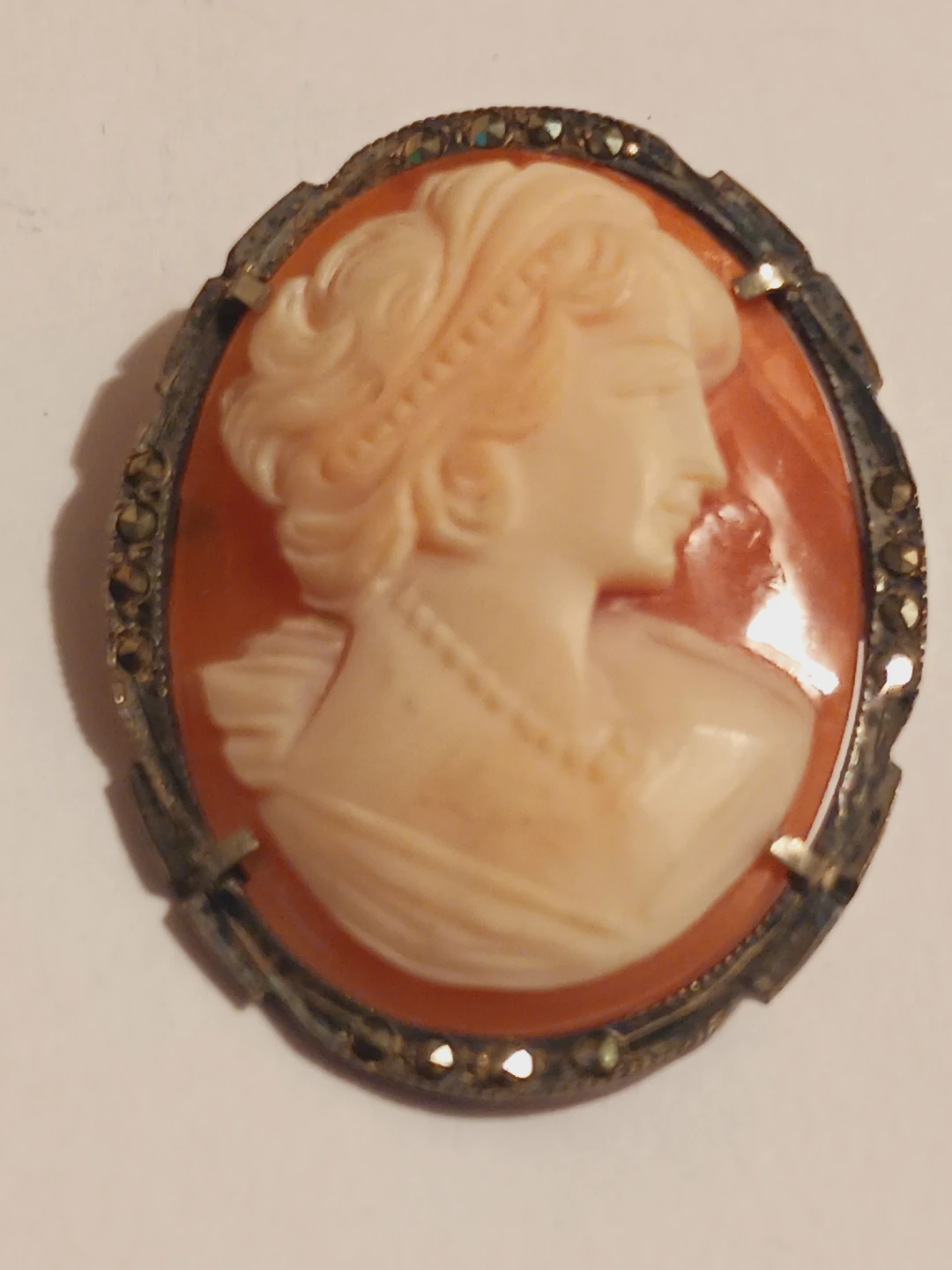 Antique Victorian Sterling Silver 925 Genuine Cameo Brooch - photo 2