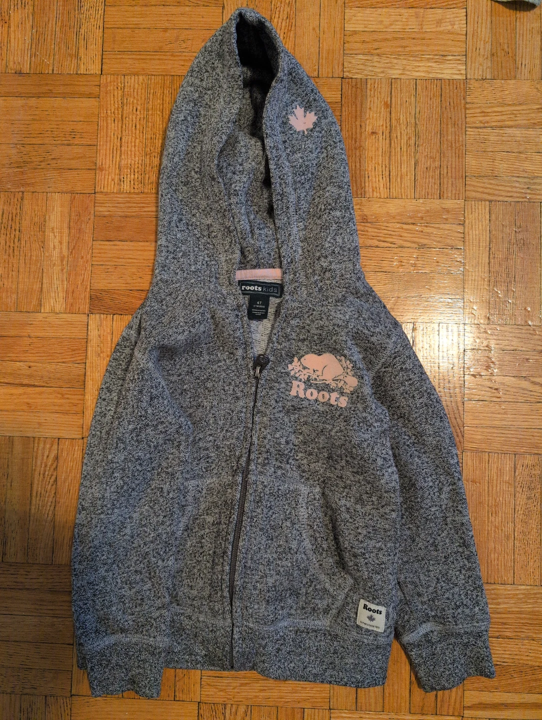 Roots Kids Grey Marl Full-Zip Hoodie Size 4T
