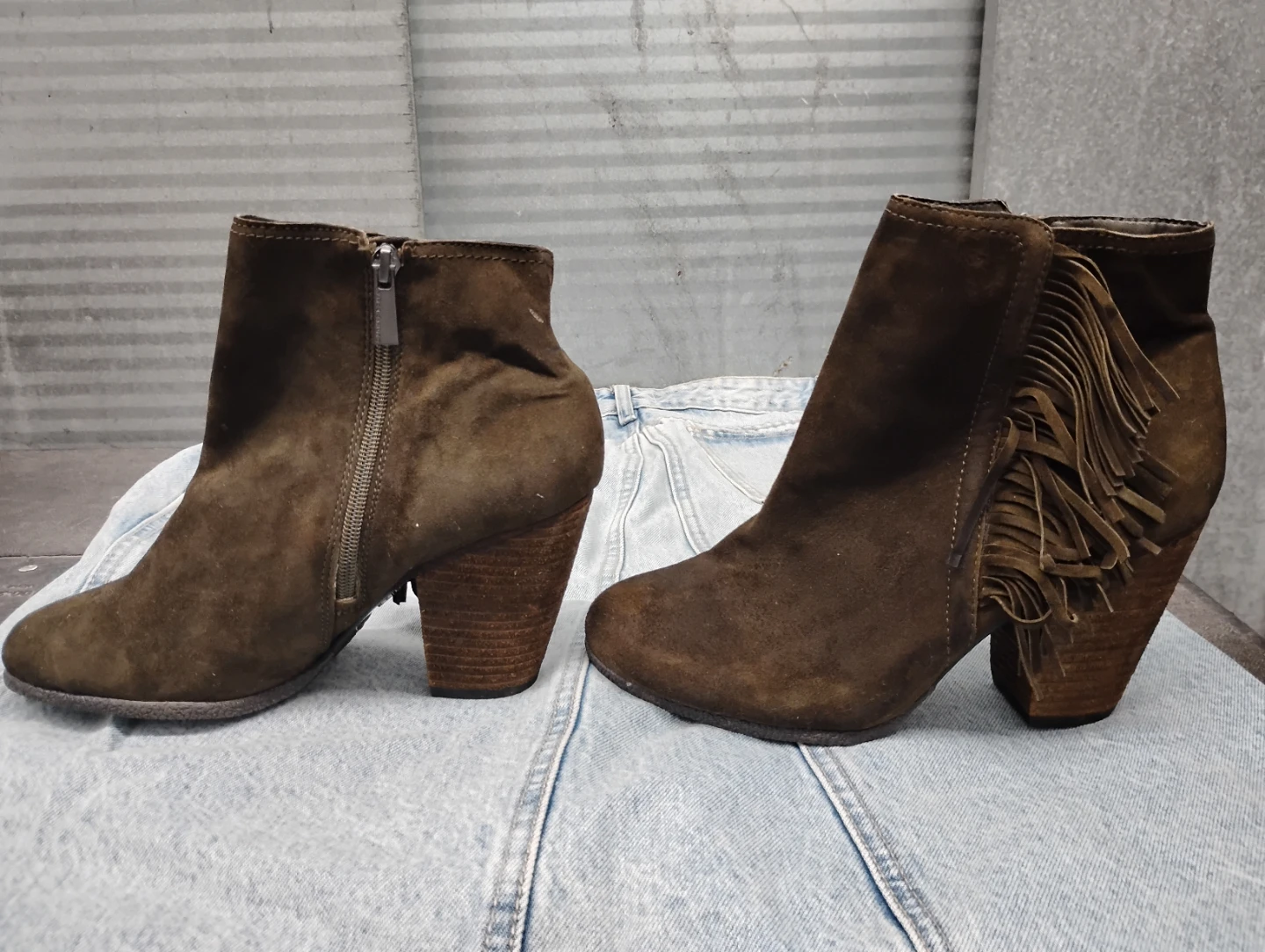 Vince Camuto Olive Suede Fringe Ankle Boots - photo 2
