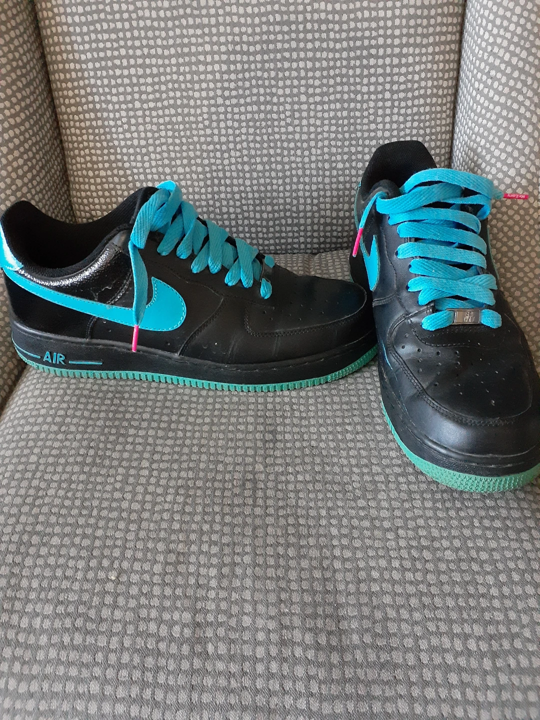 Nike Air Force 1 Black with Teal Accents - photo 3