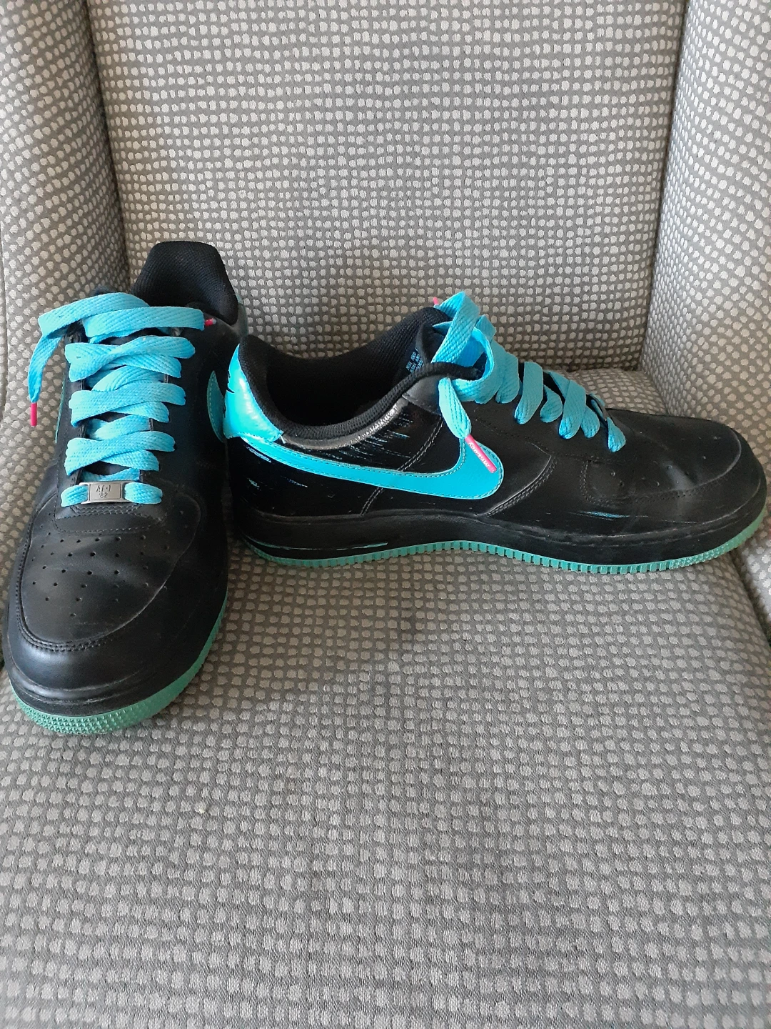 Nike Air Force 1 Black with Teal Accents - photo 5